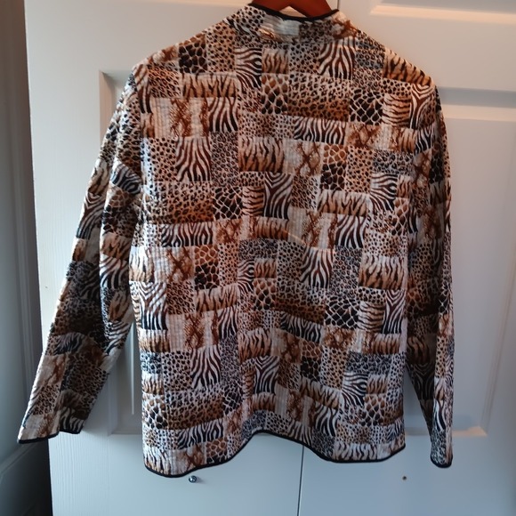 Alfred Dunner Stunner Quilted Patchwork Animal Print Collarless Jacket Size 12 - Picture 7 of 14